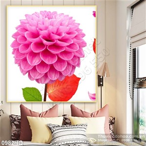 Tranh hoa thược dược trang trí treo tường