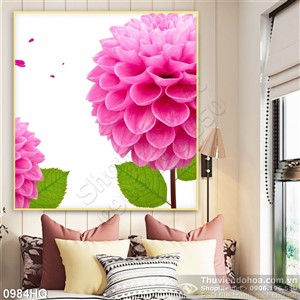 Tranh hoa thược dược nghệ thuật