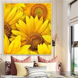 Tranh hoa hướng dương treo tường phòng ngủ