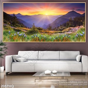 Tranh hoa và hoàng hôn đẹp