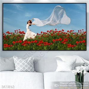 Tranh hoa Mỹ Nhân trang trí treo tường