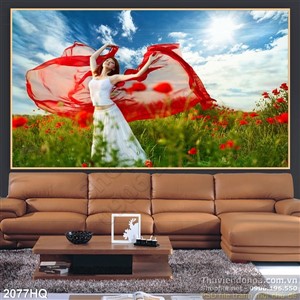 Tranh hoa Mỹ Nhân trang trí phòng khách