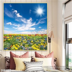 Tranh hoa tulip trang trí phòng khách