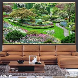 Tranh hoa lá trong công viên đẹp