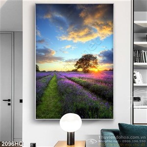 Tranh hoa lá và hoàng hôn nghệ thuật