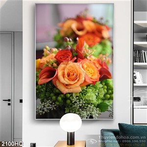 Tranh hoa hồng cam nghệ thuật đẹp