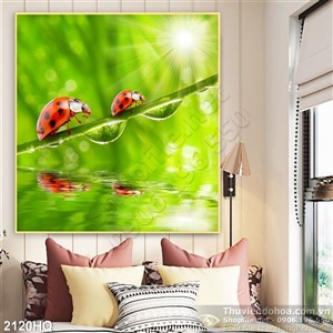 Tranh hoa lá và cánh cam đẹp