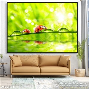 Tranh hoa lá và cánh cam trang trí phòng ngủ