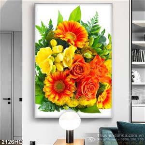 Tranh hoa đồng tiền đẹp độc đáo