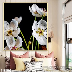 Tranh hoa đào treo tường phòng khách