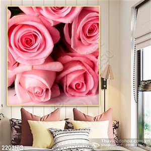 Tranh hoa hồng trang trí phòng khách