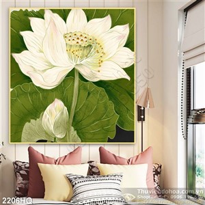 Tranh hoa Sen dầu đẹp độc đáo