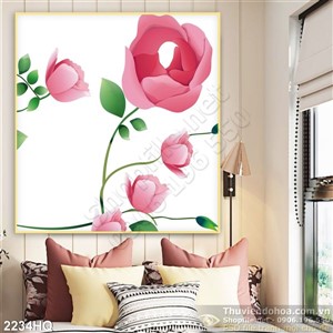 Tranh hoa lá dán tường phòng ngủ