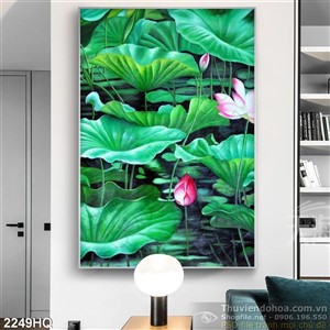 Tranh hoa Sen trang trí nghệ thuật đẹp