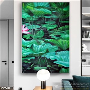 Tranh hoa Sen sơn dầu trang trí