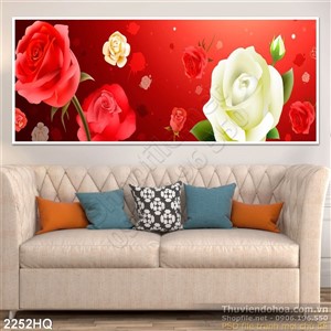 Tranh hoa hồng trang trí phòng khách