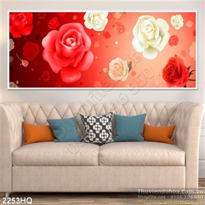 Tranh hoa hồng hiện đại treo tường phòng khách
