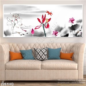 Tranh hoa sen phòng thủy