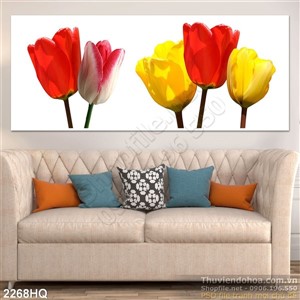 Tranh hoa lá tulip trang trí phòng ngủ