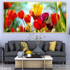 Tranh hoa tulip trang trí phòng khách