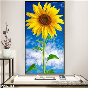 Tranh hoa huớng trang trí phòng ăn