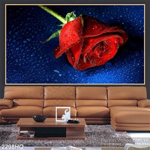Tranh hoa hồng đỏ trang trí tường