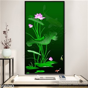 Tranh hoa Sen phòng thủy treo tường đẹp