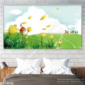 Tranh hoa tulip trang trí phòng khách