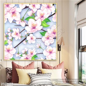 Tranh hoa đào dán tường đẹp độc đáo