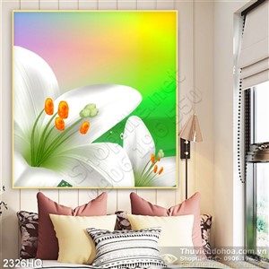 Tranh hoa Ly treo tường phòng khách