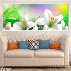 Tranh hoa lá Ly trang trí dán tường