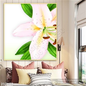 Tranh hoa lá Ly treo tường phòng ngủ