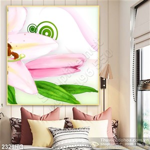 Tranh hoa lá Ly nghệ thuật đẹp