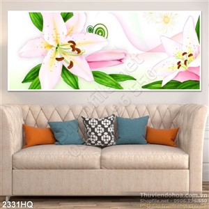 Tranh hoa Ly trang trí dán tường phòng khách