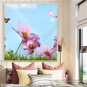 Tranh hoa hồ điệp trang trí phòng ngủ