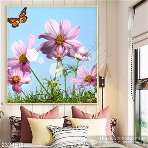 Tranh hoa hồ điệp trang trí dán tường