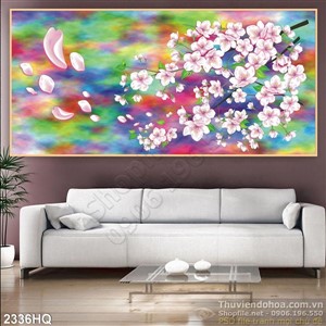 Tranh hoa đào trang trí ngày Tết