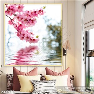 Tranh hoa Đào nghệ thuật dán tường