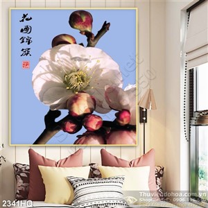 Tranh hoa Đào nghệ thuật trang trí dán tường