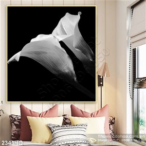 Tranh hoa Vân Môn trắng đen đẹp