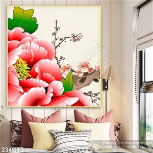 Tranh hoa mẫu đơn đẹp