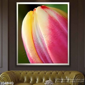 Tranh hoa lá tulip nghệ thuật trang trí phòng ngủ