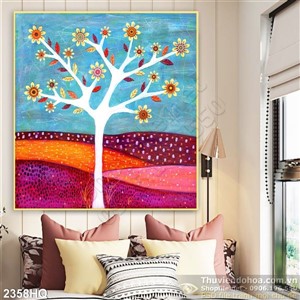 Tranh hoa lá sơn dầu hiện đại