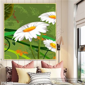 Tranh hoa Cúc trang trí dán tường đẹp