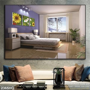 Tranh hoa lá trang trí phòng ngủ