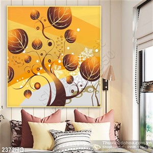 Tranh hoa lá in tường đẹp