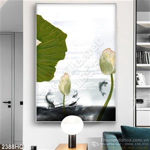 Tranh hoa Sen sơn dầu đẹp