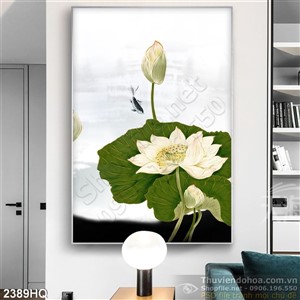 Tranh hoa Sen trang trí dán tường đẹp