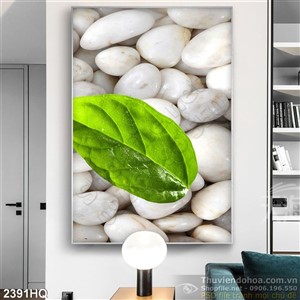 Tranh hoa lá và sỏi trang trí đẹp