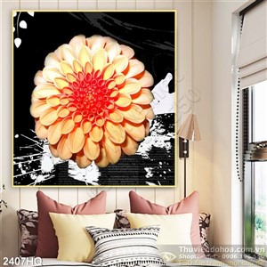 Tranh hoa Thược Dược treo tường hiện đại